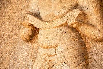 A beautiful stone monument seen in the ancient city of Polonnaruwa in Sri Lanka.