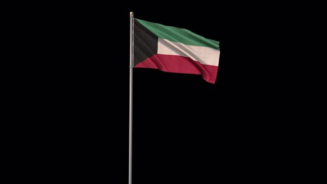 Kuwait flag, 4k video background is transparent