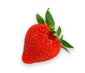 Red fresh ripe delicious strawberry with green leaf