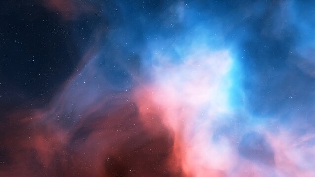 bright nebula, nebula in space, majestic red-purple nebula, beautiful space background 3D render