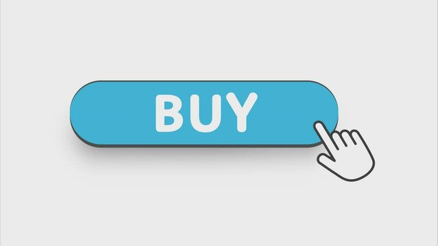 Buy. Hand click icon. Finger click icon. Motion graphics