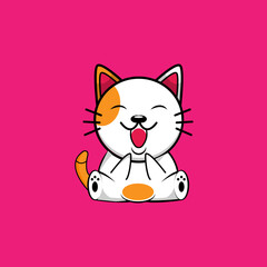 Cute cat cartoon icon illustration
