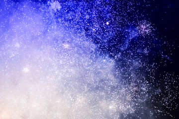 Colorful closeup fireworks light up the sky