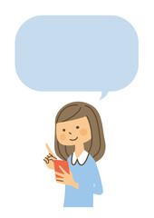 女性　スマホ　吹き出し　設定中
