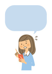 女性　スマホ　吹き出し　困惑
