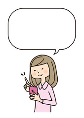 女性　スマホ　吹き出し　設定　アウトライン
