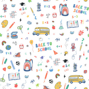 Back to school vector seamless pattern