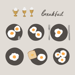 Breakfast eggs vector illustrations set