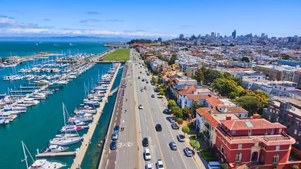 Foto op Aluminium Aerial over harbor and colorful beach homes in San Francisco, California © Nicholas J. Klein
