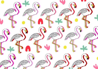 Foto auf Acrylglas Flamingo Flamingo-Sommerfest-Musterfarben