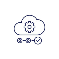 Cloud service icon, line vector