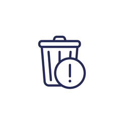 trash bin warning line icon on white