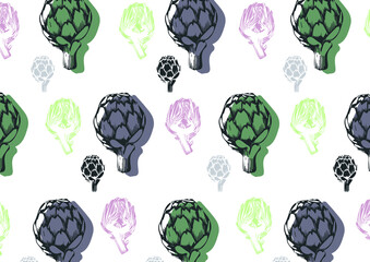 food collection artichokes pattern colors