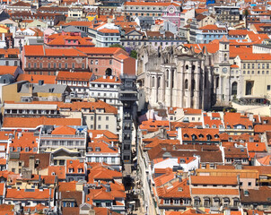 Fototapeta na wymiar Aerial panorama of the city of Lisbon seen from the castle Castelo de Sao Jorge
