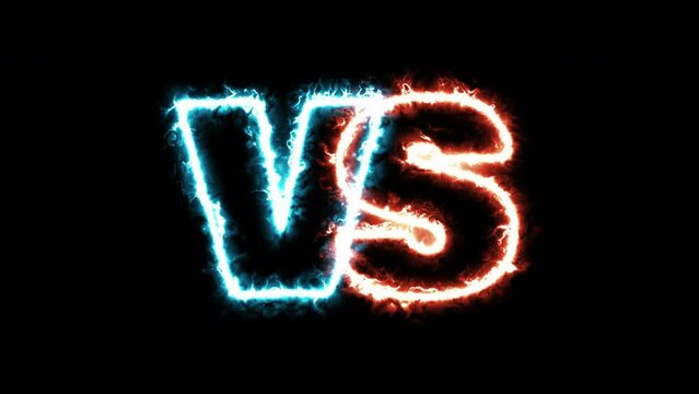 VS headline element for battle game, sport, confrontation challenge. Versus screen futuristic fashion 3d animation. Laser energy powerful lines collision. Broadcast template.