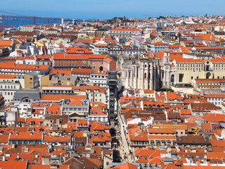 panorama aerial of Lisbon in Portugal 