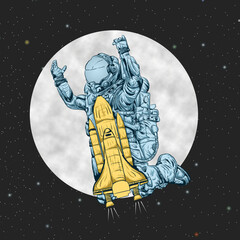 Astronaut in spacesuit on space. © GOURAB