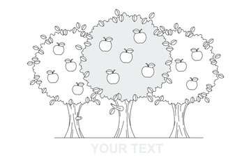 Abstract vector apple trees illustration, logo design