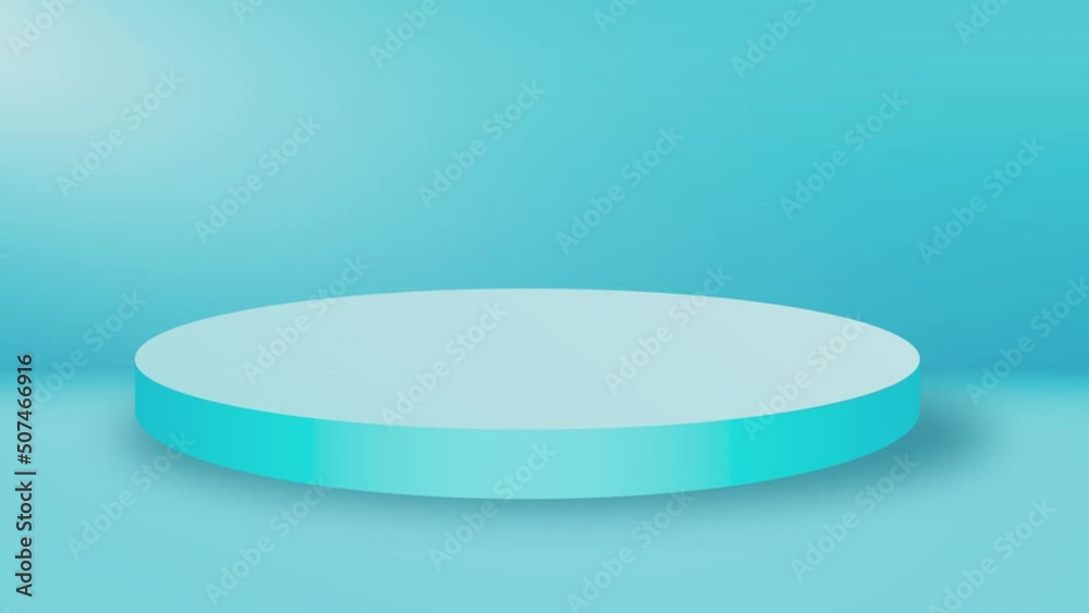 Aufkleber Empty round podium, pedestal or platform illuminated by volume spotlights. Digital 3d animation