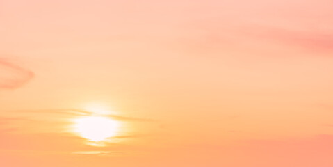 Fototapeta premium Romantic sunset sky in summer season with orange, pink sunrise clouds background