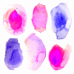 Set of watercolor beautiful painterly vector blots.
