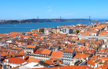 panorama aerial of Lisbon in Portugal 