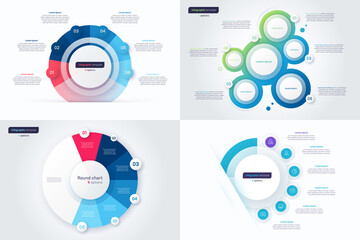 Set of six option circle infographic design templates. Vector illustration