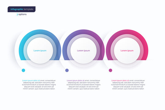 Vector gradient minimalistic infographic template composed of 3 circles