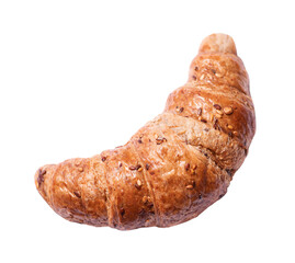 French croissant isolated on white background.