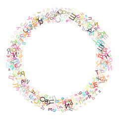Obraz premium Colorful vector background made from Russian alphabets, scripts, letters or characters in flat style.