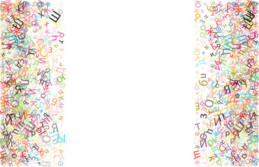 Colorful vector background made from Russian alphabets, scripts, letters or characters in flat style.