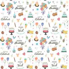 Happy Birthday vector seamless pattern