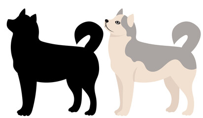 dog silhouette on white background, isolated, vector