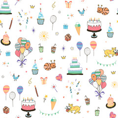 Happy Birthday vector seamless pattern
