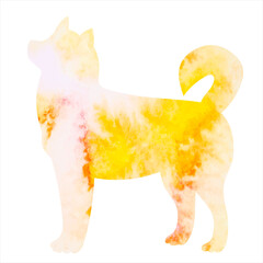 dog yellow watercolor silhouette on white background, isolated, vector