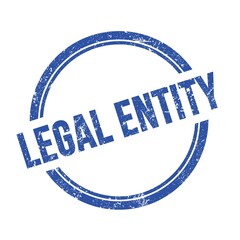 LEGAL ENTITY text written on blue grungy round stamp.