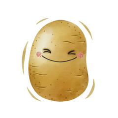 Watercolor cute potato cartoon character. Vector illustration.