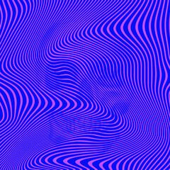 Wavy distorted blue line texture halftone vector illustration of skull head from 3D rendering on pink background in vaporwave style.