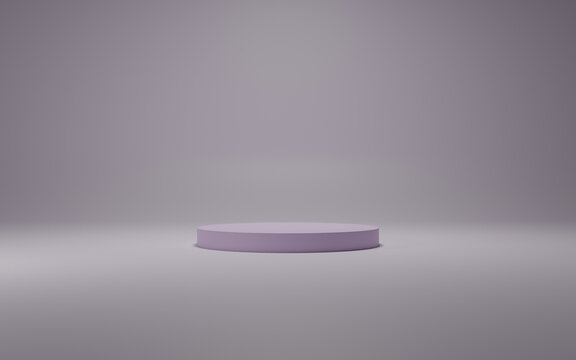 Pastel Color Purple Product Background Stand Or Podium Pedestal On Empty Display With Pastel Backdrops. 3D Rendering.