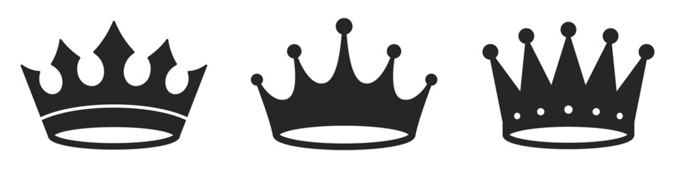 Crown icons set. Simple crown symbol collection. Royal crown black silhouettes - stock vector. © Comauthor