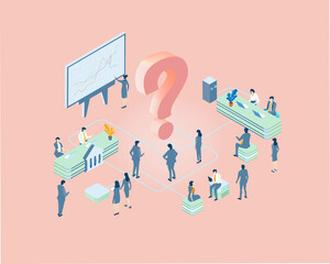 Business people negotiating a deal.  Isometric working environment, infographic illustration.