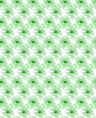 Green flower seamless pattern on a background. .Doodle illustration freehand drawing.Texture to decorate cards, invitations and nature concept.