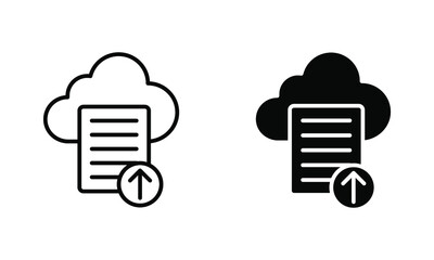cloud storage, document upload to cloud icon vector - obrazy, fototapety, plakaty