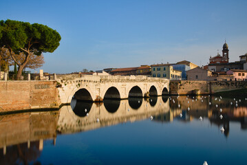 roman bridge in Rimini, Italy