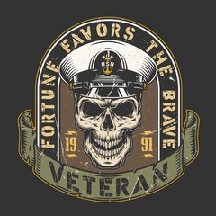 USN skull vintage poster colorful
