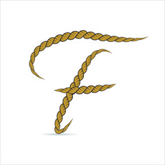 F Letter Logo concept Illustration of hand-drawn capital letters alphabet in rope style on white background