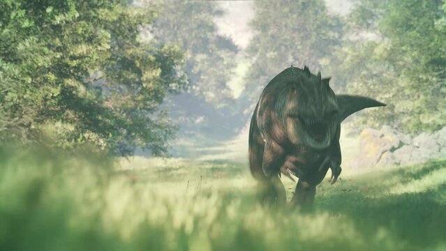 Giganotosaurus Runs 3D Rendering Animation Dinosaurs 4K Cgi