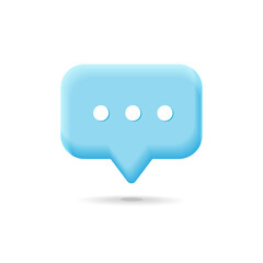 Vector 3d render new message notification concept design. Glossy Cute blue chat typing texting bubble dialog box.