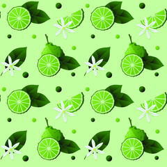Seamless pattern with different views of bergamot. Vector illustration