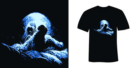 skull and man t-shirt and apparel horror design vector illustration